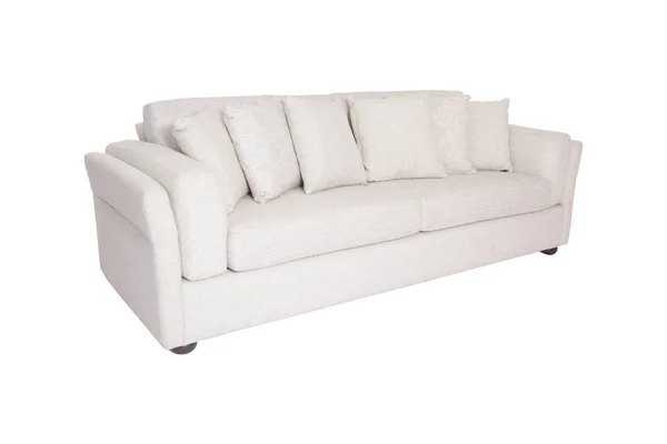 Three Seats Cozy Sofa Isolated White Background — Stock Photo, Image