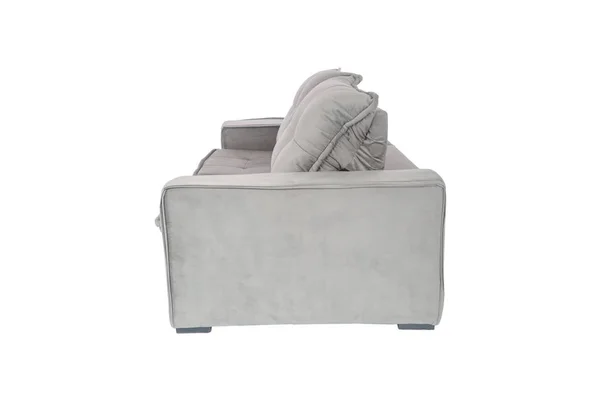 Modernes Weißes Wildleder Sofa Isoliert Auf Weißem Hintergrund — Stockfoto