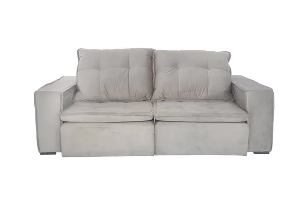 Sofa Kanapa Nowoczesne Zamszowe Białe Białym Tle — Zdjęcie stockowe