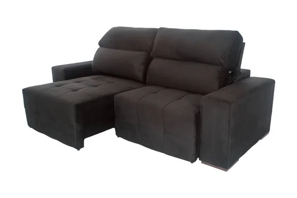 Sofa Suede Putih Modern Terisolasi Pada Latar Belakang Putih — Stok Foto