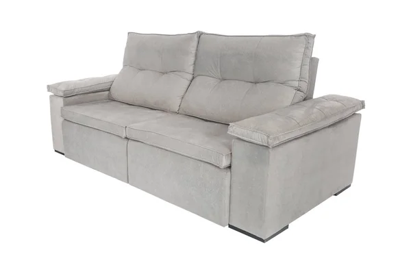 Sofa Suede Putih Modern Terisolasi Pada Latar Belakang Putih — Stok Foto