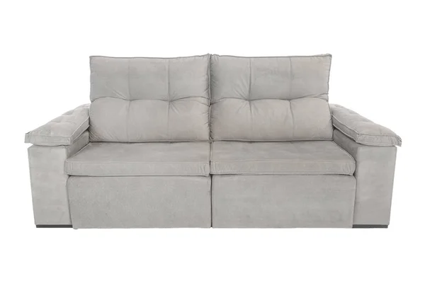 Sofa Suede Putih Modern Terisolasi Pada Latar Belakang Putih — Stok Foto