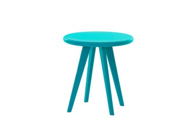 Bacaklar beyaz zemin üzerine kırmızı yuvarlak masa