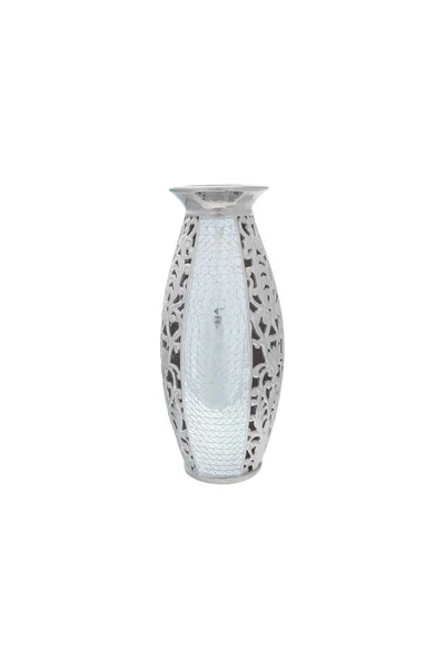Vaso Metal Elegante Isolado Fundo Branco Vidro Vazio Vaso — Fotografia de Stock