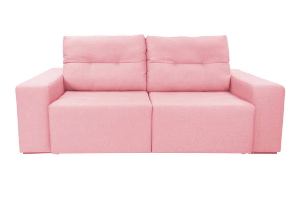 Drei Sitze Gemütliche Farbe Stoff Sofa Isoliert Auf Weißem Hintergrund — Stockfoto