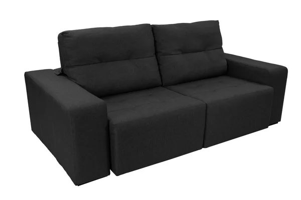 Drei Sitze Gemütliche Farbe Stoff Sofa Isoliert Auf Weißem Hintergrund — Stockfoto