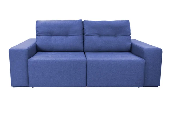Three Seats Cozy Color Fabric Sofa Isolated White Background — Stock Photo, Image