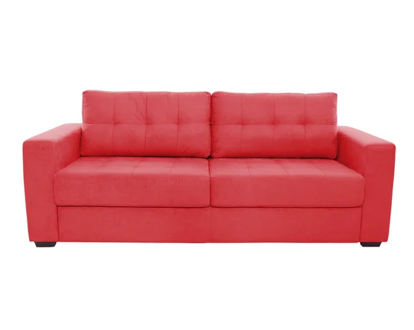 Drei Sitze Gemütliche Farbe Stoff Sofa Isoliert Auf Weißem Hintergrund — Stockfoto