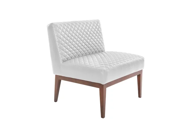 Sessel Aus Leder Und Holz Moderner Designerstuhl Auf Weißem Hintergrund — Stockfoto