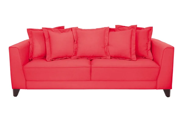 Trzy Siedzenia Przytulny Kolor Tkaniny Sofa Izolowana Białym Tle — Zdjęcie stockowe