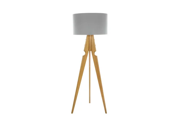 Dekorativa Tripos Stående Ljus Floor Lamp Lampshade Isolerad Vitt — Stockfoto