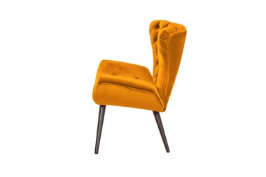 Renkli koltuk. Beyaz arka planda modern tasarımcı koltuğu. Tekstil sandalyesi.