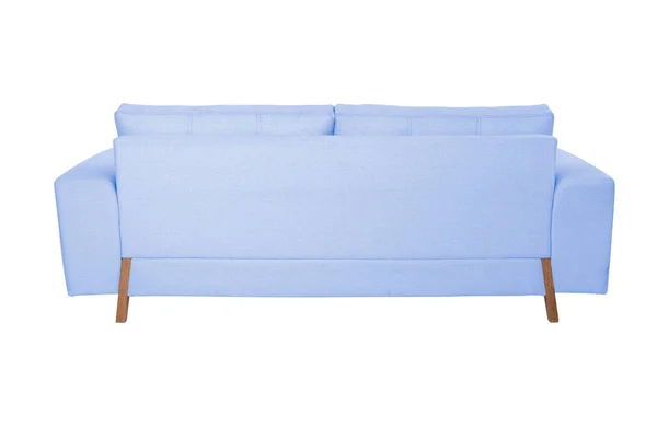 Three Seats Cozy White Fabric Sofa Isolated White Background — Stock Photo, Image