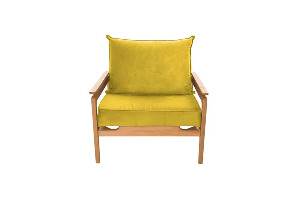 黄色のアームチェア 白い背景の上の現代のデザイナーの椅子 テクスチャの椅子 — ストック写真