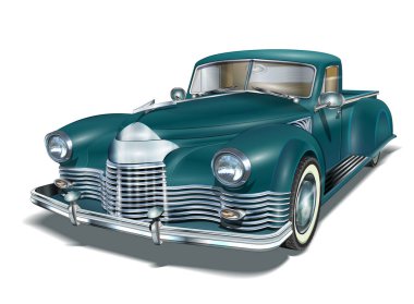 Retro araba beyaz arkaplanda izole edildi.  