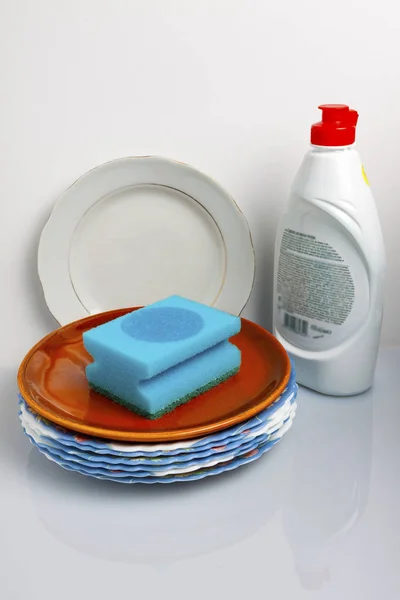 Mutfak Eşyaları Temizleme Aracı Bulaşıkları Yıkama Için Hazırlık — Stok fotoğraf