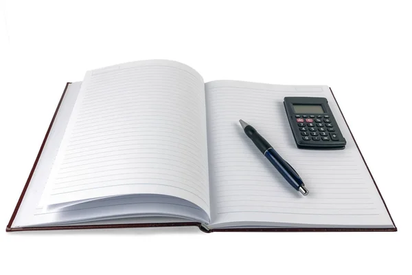 大きいノート ペンと携帯電話 — ストック写真