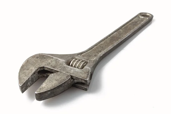 Tool Old Adjustable Wrench White Background Isolate — Stock Photo, Image