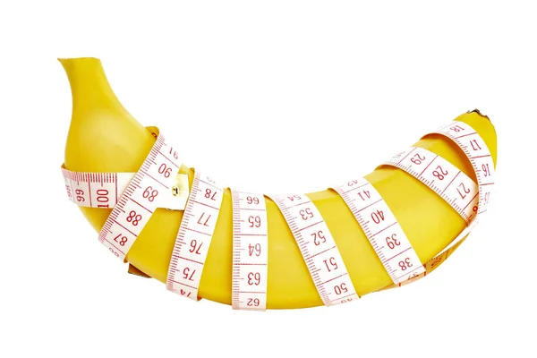 Banana Envuelta Con Cinta Métrica — Foto de Stock