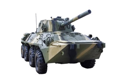120 mm. beyaz arka plan üzerinde kundağı motorlu topçu topu