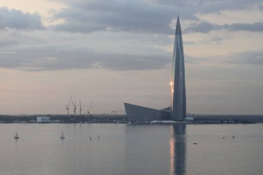 Saint-Petersburg, Rusya, 30 Eylül 2018, yüksek yüksek kulede, Rusya, Avrupa, Lakhta Merkezi, Gasprom, güzel gökyüzü arka plan 