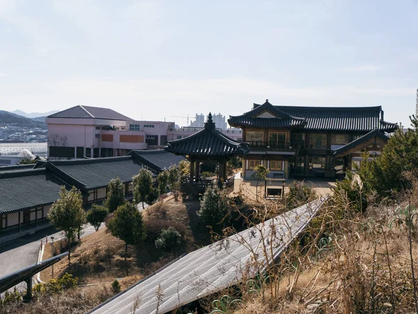 Asiatiska Hus Bostadsområde Med Yeosu Staden Sydkorea — Stockfoto