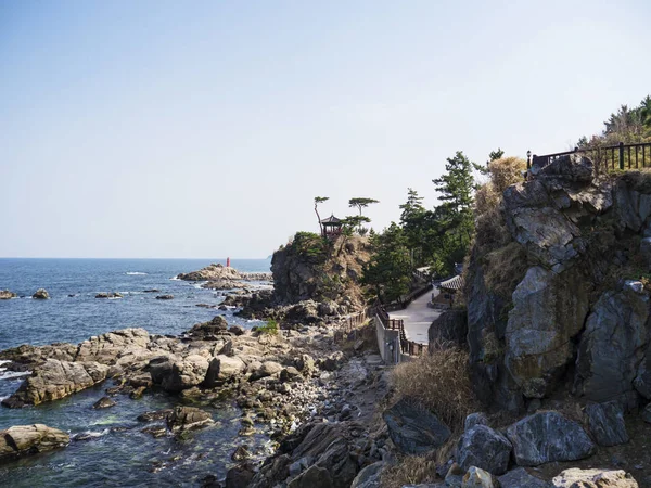 Krásné Skalnaté Pobřeží Naksansa Chrámu Jižní Korea — Stock fotografie