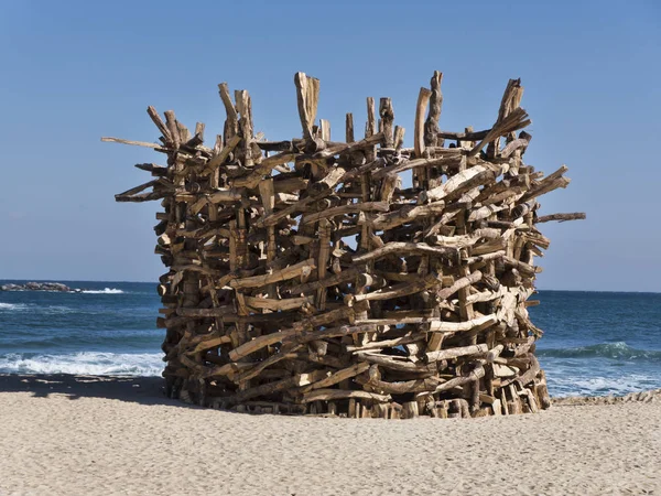 Haciendo Una Hoguera Playa Ciudad Gangneung Corea Del Sur — Foto de Stock