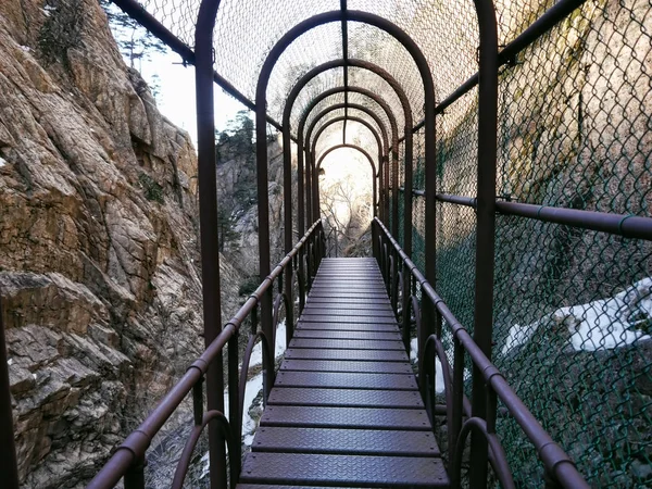 Pont Fer Dans Les Montagnes Seoraksan National Park Corée Sud — Photo