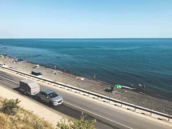 Carretera Cerca Playa Del Mar Negro Rusia —  Fotos de Stock