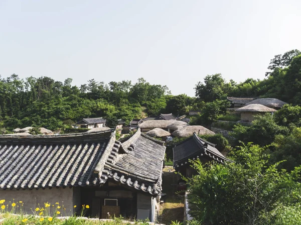 Telhados Casas Aldeia Tradicional Coréia Sul — Fotografia de Stock