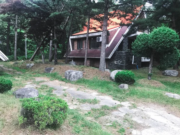 Krásný Kamenný Dům Asijské Lese Spouth Korea — Stock fotografie