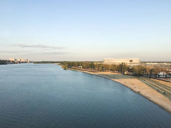 View to Don river from a bridge and a stadium on the background. — Stockfoto