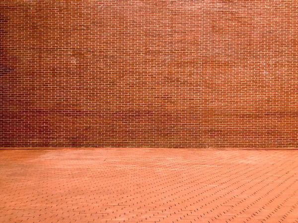 Pared Ladrillo Rojo Azulejos Rojos Suelo — Foto de Stock