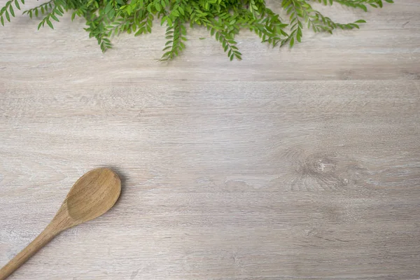 wood spoon wood Turner on white wood background