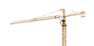Sarı vinç beyaz arka plan üzerinde izole