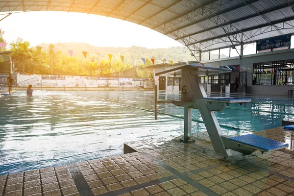 Swiming Pool Jumping Stand Sun Light Effect — Stock Photo, Image