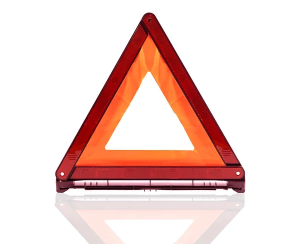 Segnale triangolo rosso, segnale di arresto di emergenza, segnale di avvertimento di emergenza isolato su sfondo bianco — Foto Stock