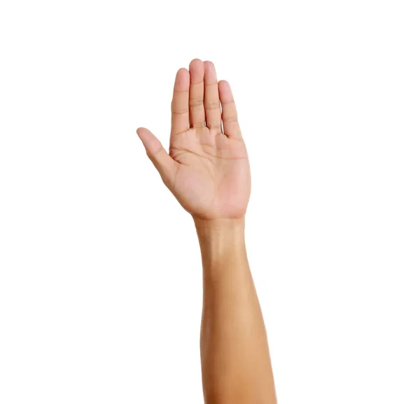 Woman Hand Show Finger Sign White Background Number Five Woman — Stock Photo, Image