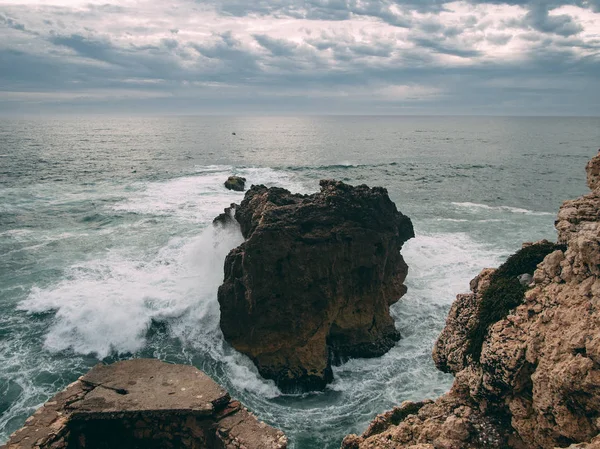 Reisen Portugal Nazare Große Wellen Surfen Cabo Roca — Stockfoto