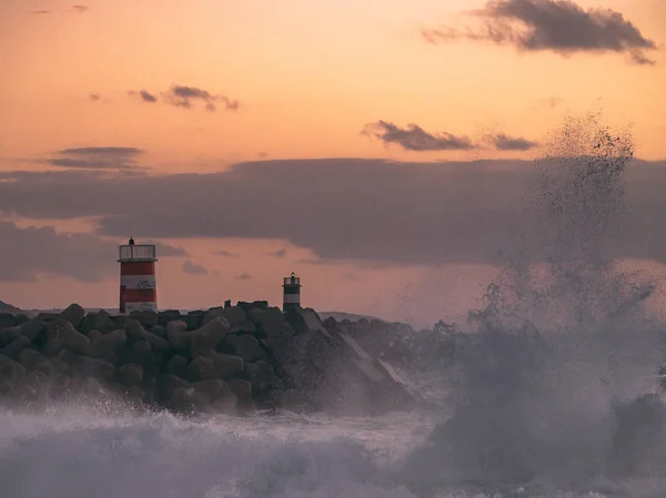 Podróże Portugalia Miasta Ocean Nazare Duże Fale — Zdjęcie stockowe