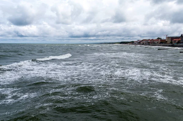 Widok Miasto Promenadę Morze Bałtyckie Molo Zelenogradsk Obwód Kaliningradzki Federacja — Zdjęcie stockowe