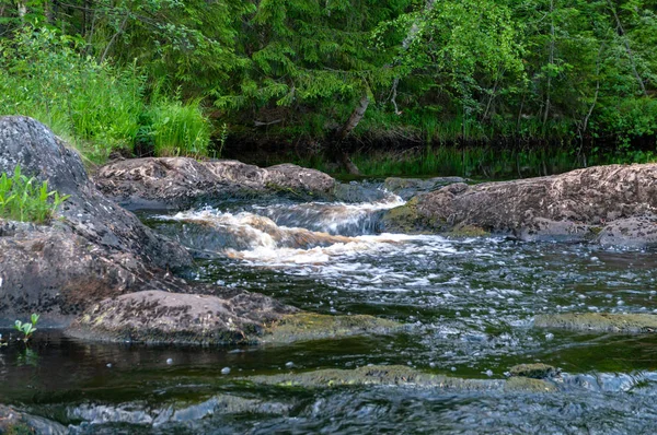 Vattenfall Ahvenkoski Vid Floden Tohmajoki Regionen Sortavala Republiken Karelen Ryska — Stockfoto