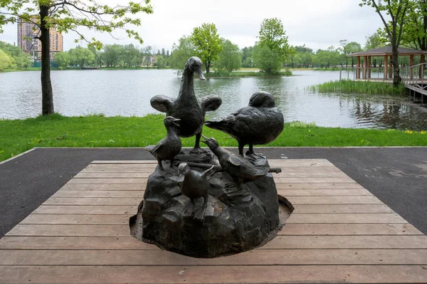 Sculptura Ruddy Shelduck Parcul Factory Pond Reutov Regiunea Moscova Federația — Fotografie, imagine de stoc