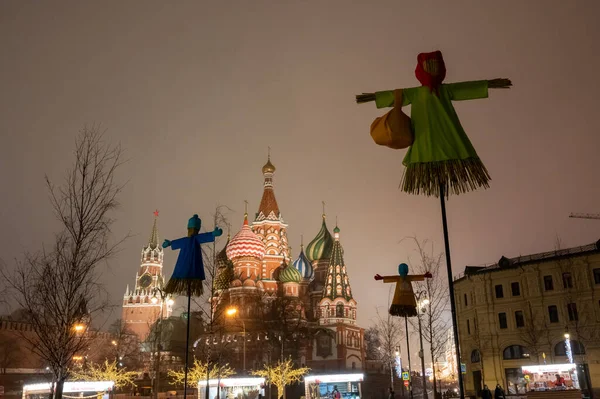 Куклы Масленица Парке Зарядье Москва Россия Февраля 2020 Года — стоковое фото