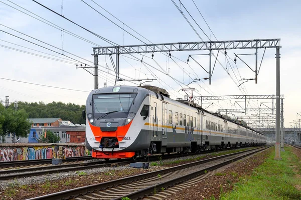 Trains Unités Multiples Électriques Ed4M 0503 Gare Reutovo Moscou Chemin — Photo