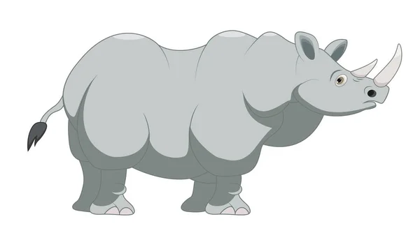 Mignon Rhinocéros Gris Bande Dessinée — Image vectorielle