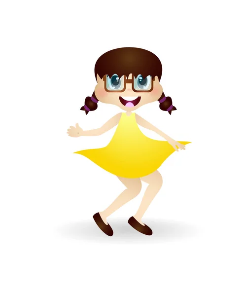 可爱的小女孩与黄色裙子 — 图库矢量图片