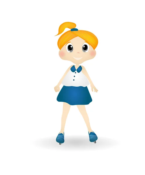 白色和蓝色裙子的女孩 — 图库矢量图片