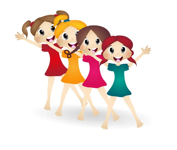 Чотири Дівчинки Танцюють Балет — стоковий вектор